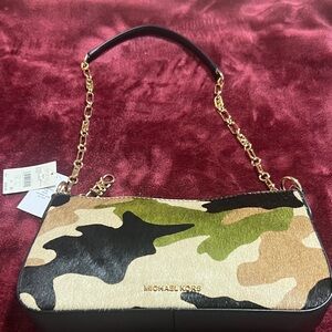 Michael Kors Camouflage Shoulder Bag with Gold Chain
